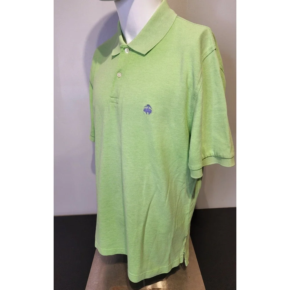 Brooks Brothers 346 Polo Mens Large Green Solid Purple Logo Short Sleeve Shirt - Picture 2 of 9